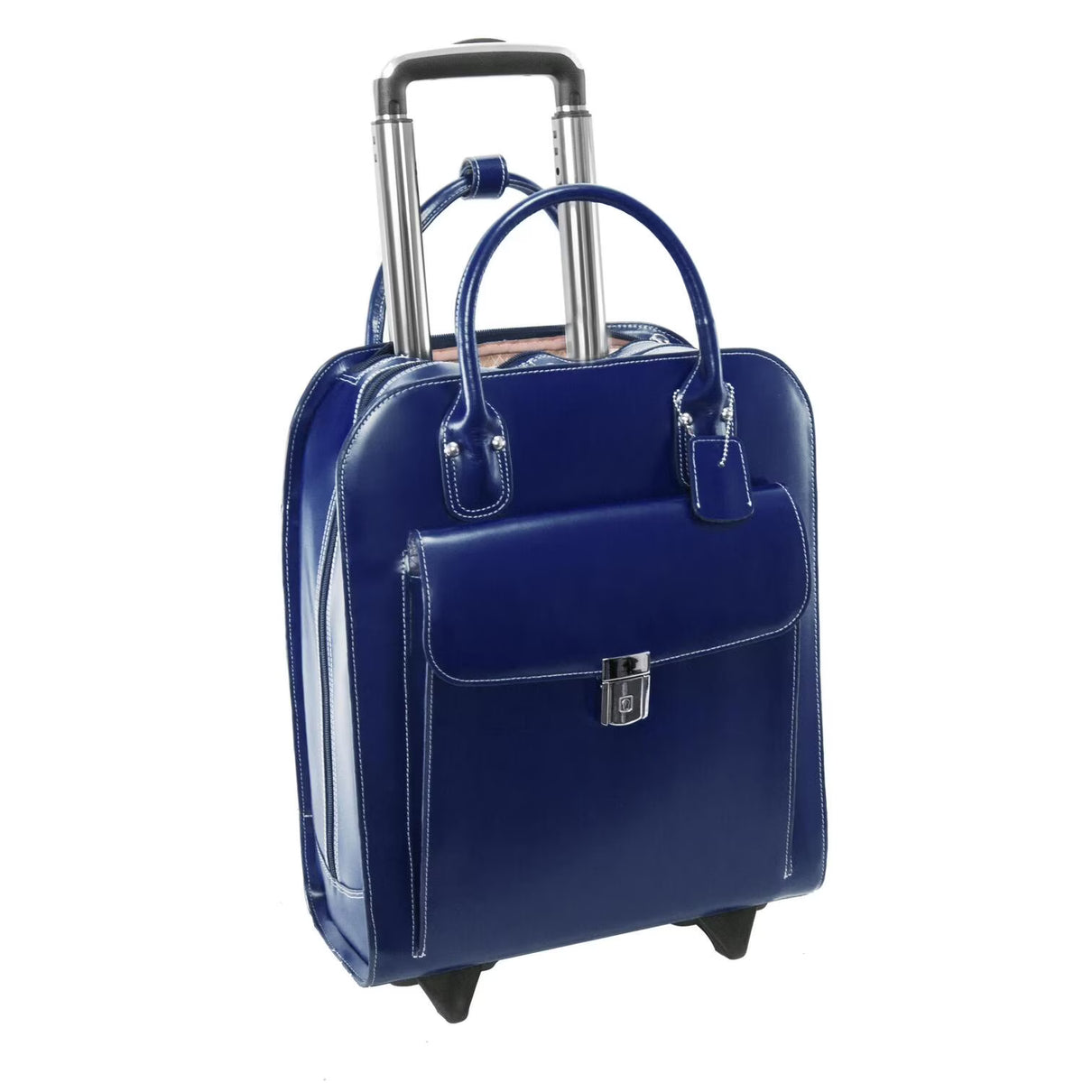 15.6 in. Uptown Leather Vertical Wheeled Ladies Briefcase, Red - 13.5 x 6 x 16 in.