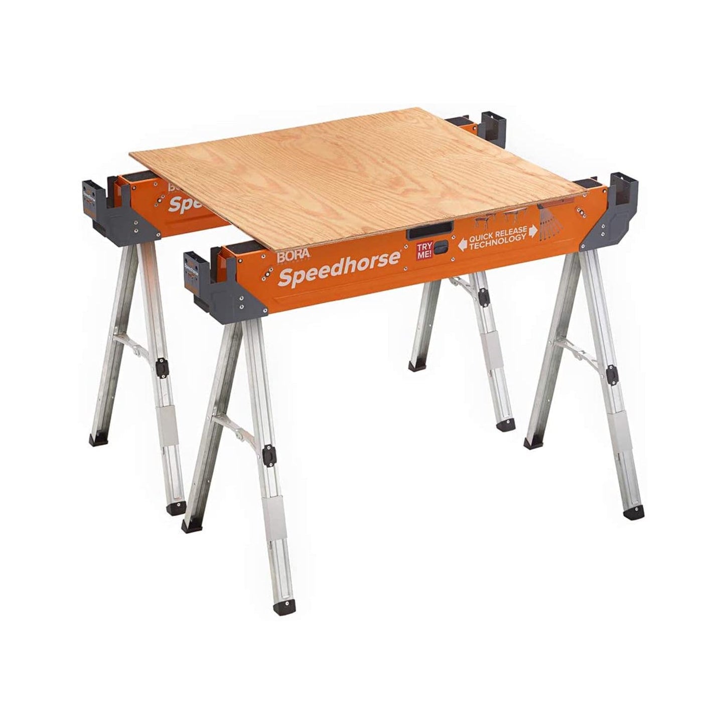 30 in. H Steel Speedhorse Sawhorse with Auto Release Legs (2-Pack)