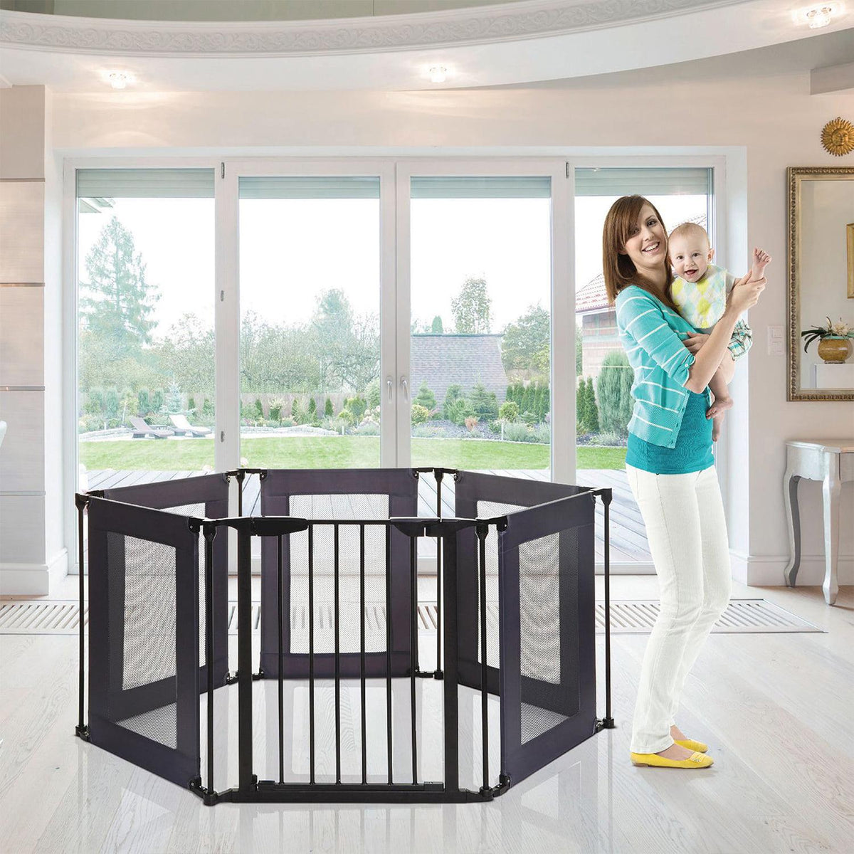 Brooklyn Converta 6 Panel Play-Pen &amp; Wide Barrier Gate