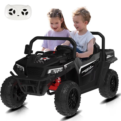 Mega Motion 24V Kids Electric Ride-On UTV Truck with 4WD, Dump Bed, 2 Seats, LED Lights, Music, Remote Control, Shovel, for Boys & Girls