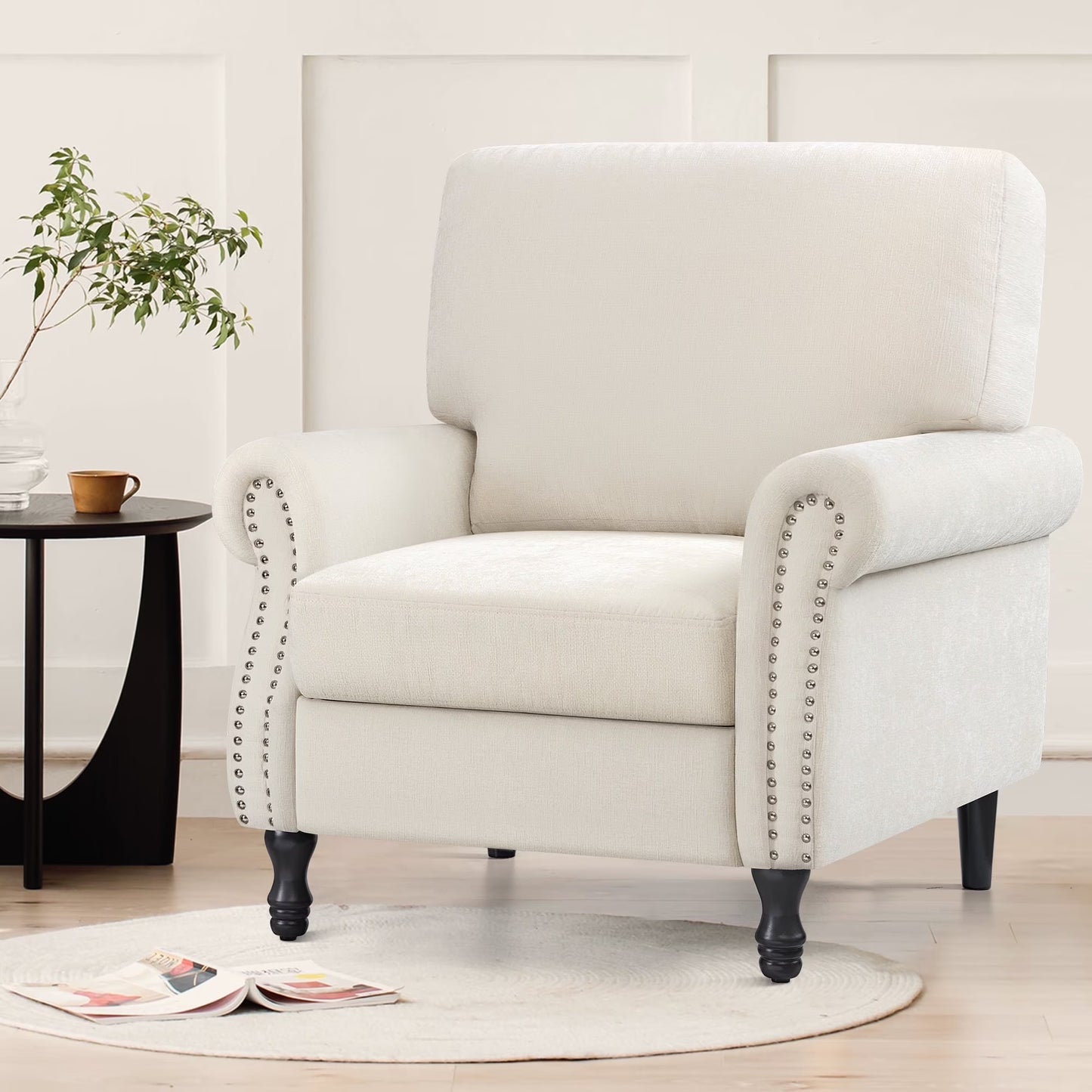 COOLHUT Modern Accent Chair Armchair, Linen Fabric Upholstered Comfy Single Sofa with Solid Wood Frame for Living Room, Gray