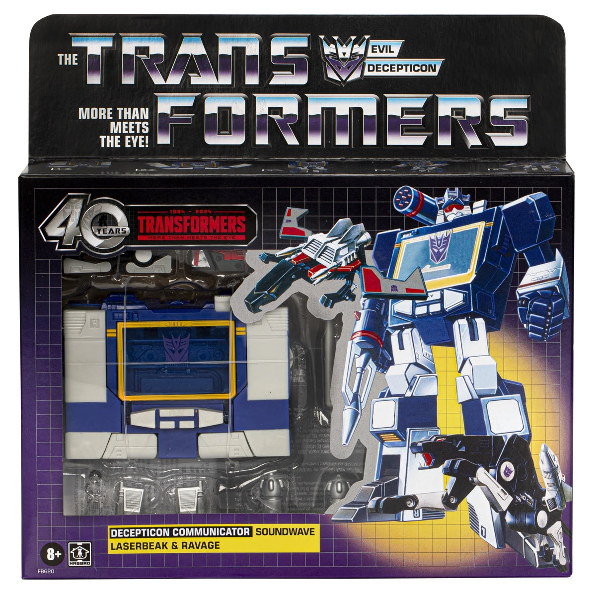 Transformers Toys Retro 40th Anniversary Soundwave, Laserbeak, & Ravage Action Figures