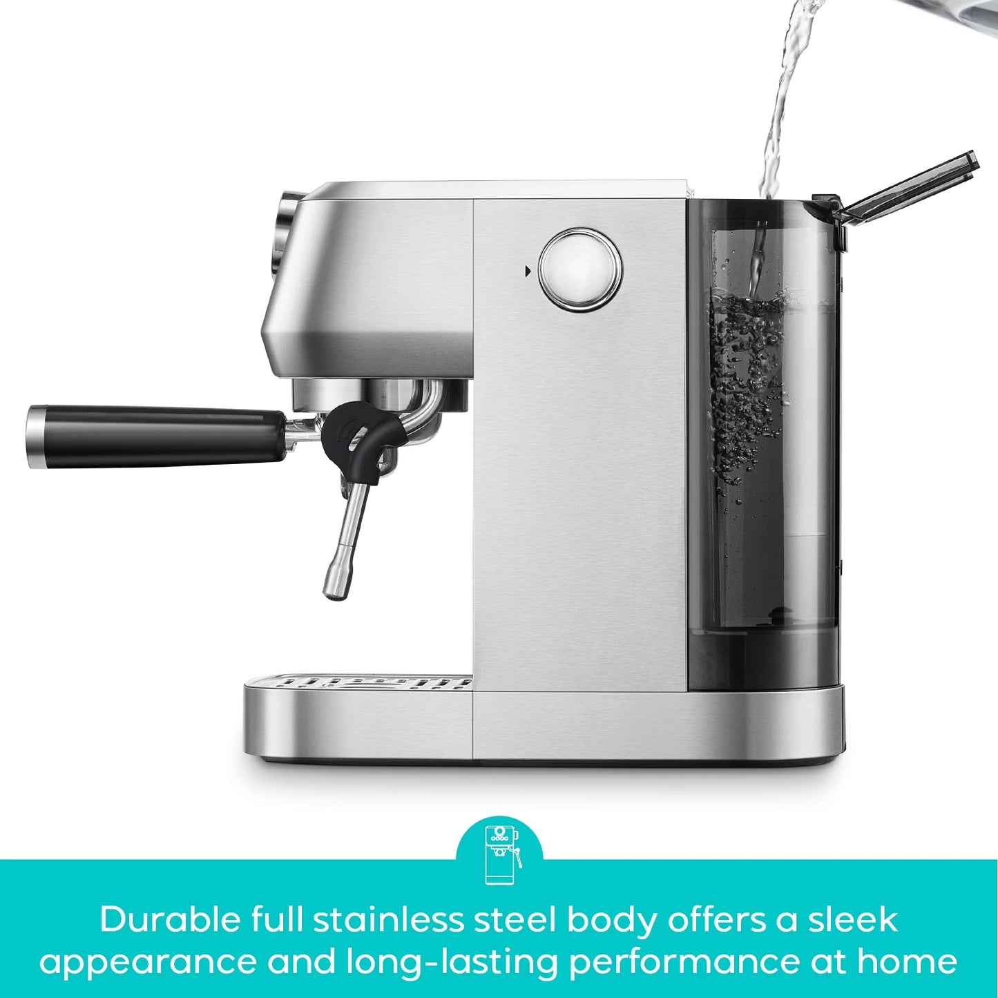 CASABREWS 3700Gense, 20 Bar Espresso Machine and Coffee Maker with Milk Frother, Silver
