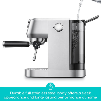 CASABREWS 3700Gense, 20 Bar Espresso Machine and Coffee Maker with Milk Frother, Silver