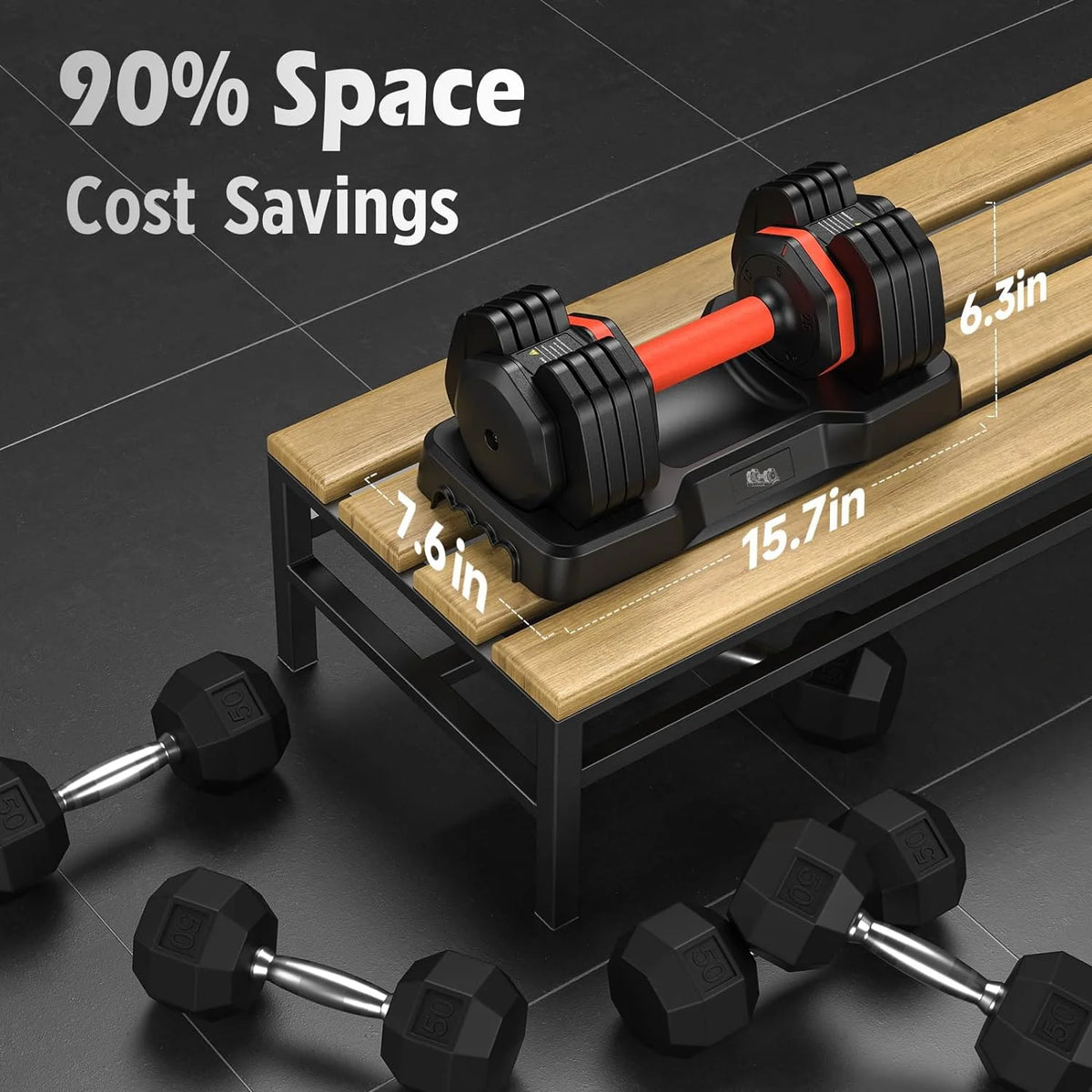 UPGO Adjustable Dumbbells Set 25LB A Pair Dumbbells Weights, 5 in 1 Free Weights 5/10/15/20/25lb/50lb Dumbbell with Anti-Slip Handle, Suitable for Home Gym Exercise Equipment