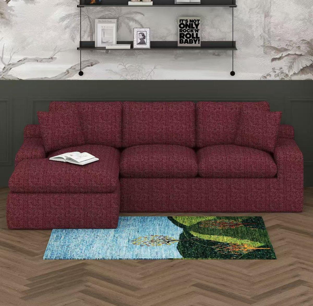 BEBPILOO Modular Chenille 107.9" Sofa with Flexible Configuration, Double - Layer Cushions, Deep Seating & Side Storage Pockets, Full-compressed Sofa for Living Room, Gray
