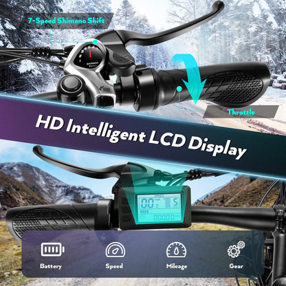 Gocio 26" 4.0 Fat Tire Electric Bike for Adults, 500W Motor, 48V 13Ah Battery, Lightweight Aluminum Alloy Frame, Max 22Mph Electric Mountain Bike Beach Snow Ebike for Men, Professional 7-Speed UL2849