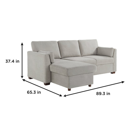 Coddle Luke Fabric Sleeper Sofa with Reversible Chaise and Storage, Beige