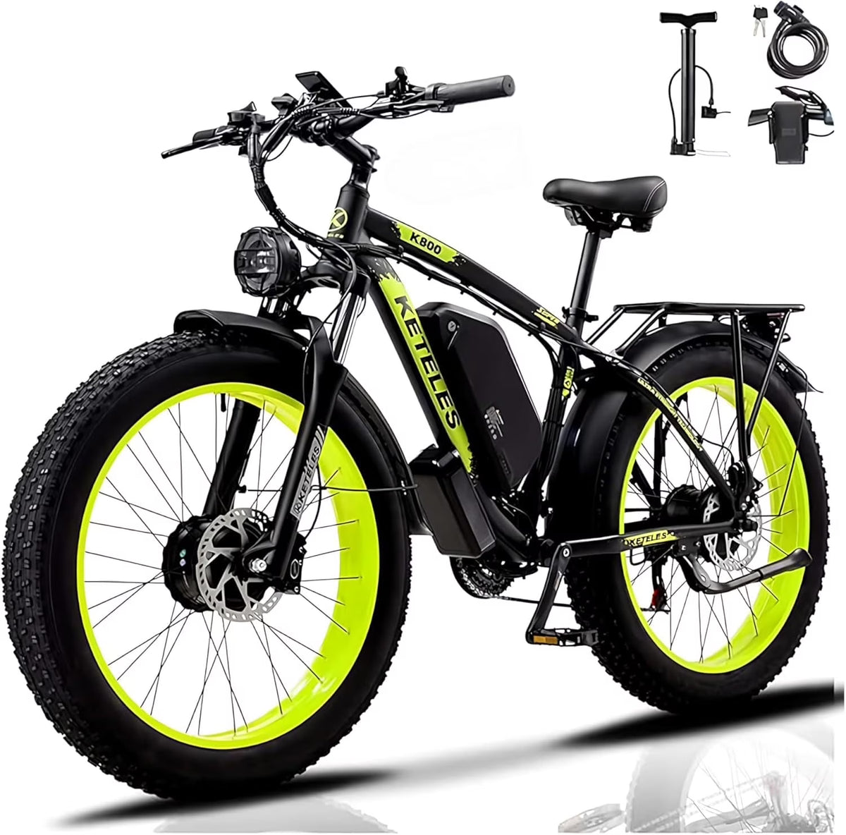 KETELES Electric Bike for Adults, Peak 4000W Dual Motor Ebike��26" Fat Tire Electric Mountain bike,  48V 23AH Removable Battery UL 2849.