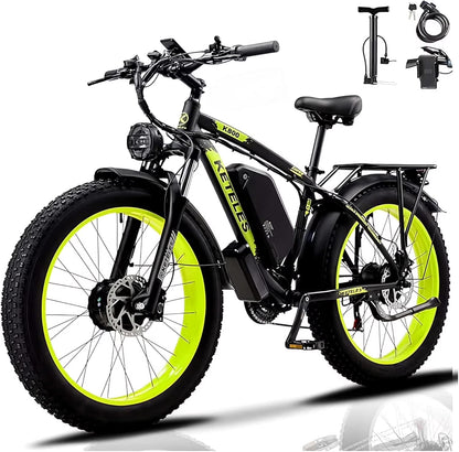 KETELES Electric Bike for Adults, Peak 4000W Dual Motor Ebike��26" Fat Tire Electric Mountain bike,  48V 23AH Removable Battery UL 2849.