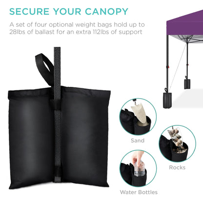 Best Choice Products 12x12ft Easy Setup Pop Up Canopy w/ 1-Button Setup, Wheeled Case, 4 Weight Bags - Navy Blue