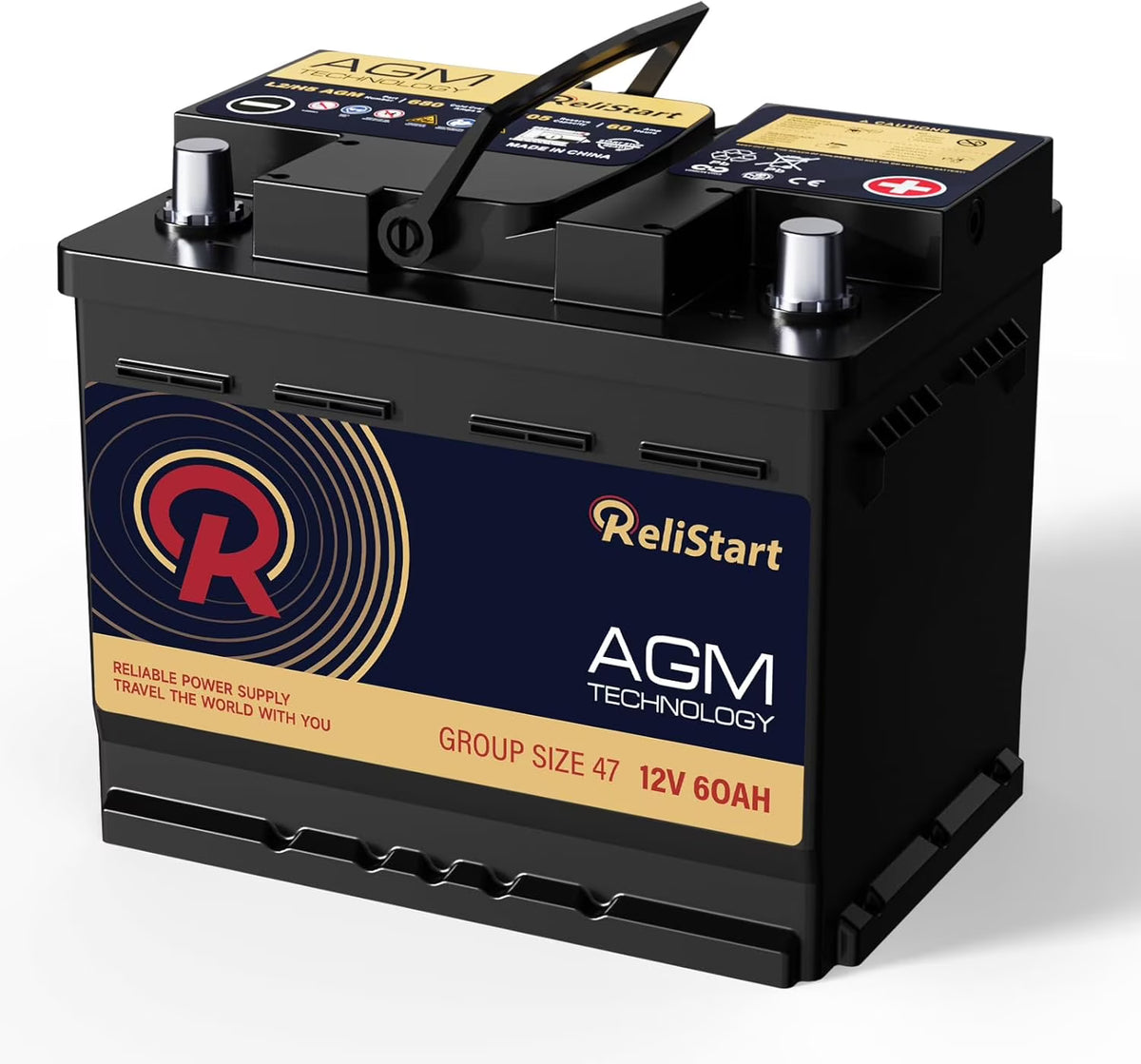 Relistart AUX14 Auxiliary Battery, 12V 14Ah AGM Battery, 200CCA, Rechargeable AGM Car Battery, Maintenance Free 36 Months Warranty