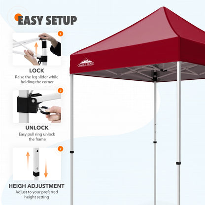 EAGLE PEAK 5x5 Pop Up Canopy Tent Instant Outdoor Canopy Easy Set-up Straight Leg Folding Shelter（Blue）