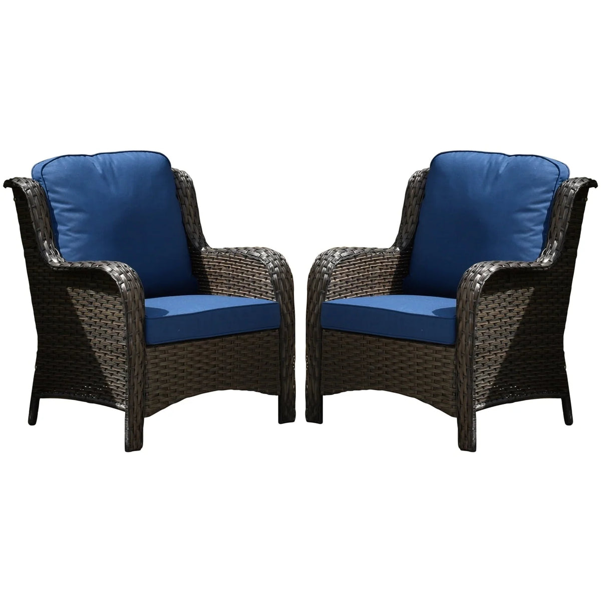 Ovios Outdoor Patio Single Chairs on sale 2 Pieces, Wicker Patio Single Chairs Set, PE Rattan Patio Chairs with Fabric Cushions for Backyard