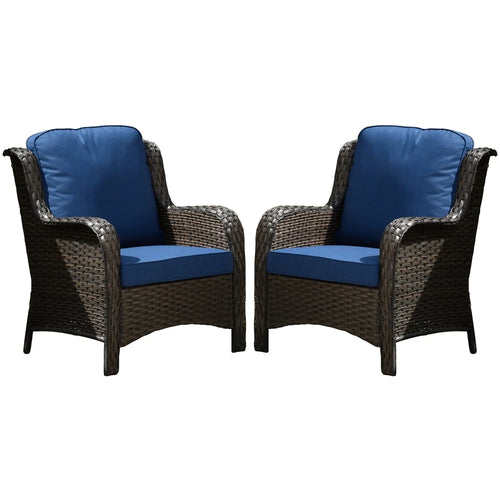 Ovios Outdoor Patio Single Chairs on sale 2 Pieces, Wicker Patio Single Chairs Set, PE Rattan Patio Chairs with Fabric Cushions for Backyard