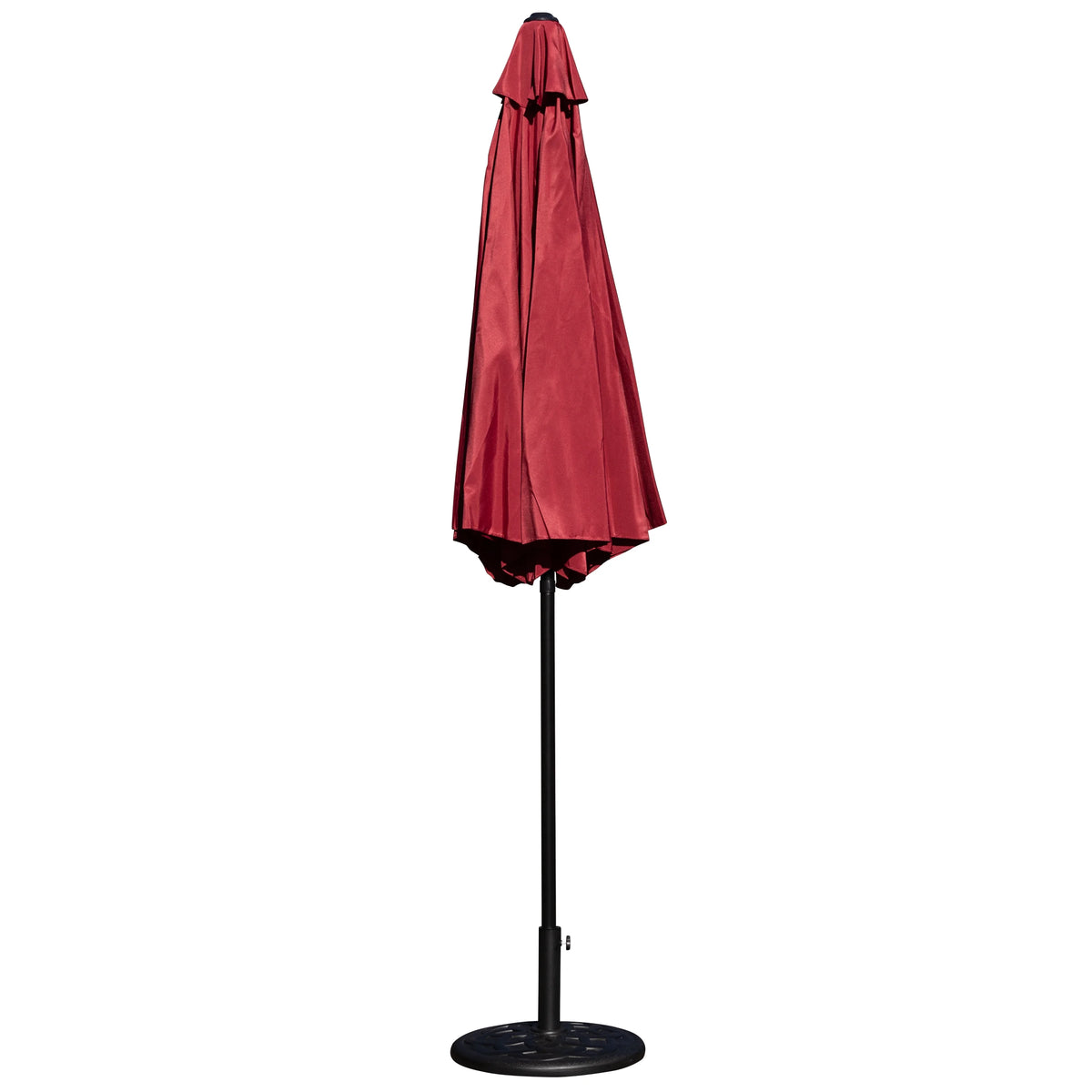 Merrick Lane Patio Umbrella with Base - 9' Tan Polyester Patio Umbrella - 30+ UV Protection - Waterproof Black Cement Base with 1.5" Diameter Aluminum Pole