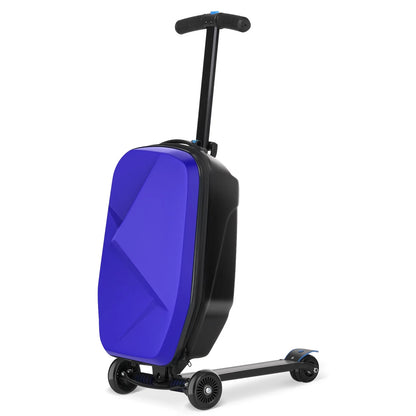 Advwin Scooter Luggage for Kids & Adults, Hardside Ride on Suitcase for Kids Ages 4-15 Multifunctional Lightweight Foldable Carry on Luggage with Wheels Ride on for Children Teenagers, Pink