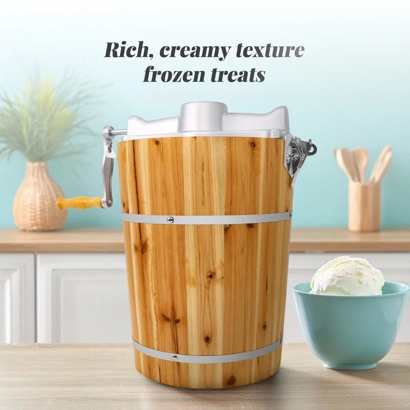 Elite Cuisine EIM569  6Qt. Old Fashioned Pine Bucket Electric/Manual Ice Cream Maker