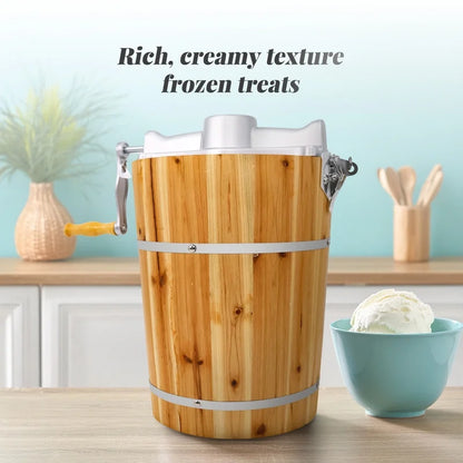 Elite Cuisine EIM569  6Qt. Old Fashioned Pine Bucket Electric/Manual Ice Cream Maker