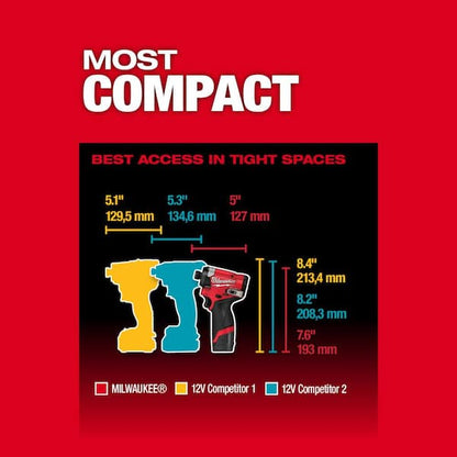 M12 FUEL 12V Lithium-Ion Cordless 3/8 in. Ratchet and 1/4 in. Impact Driver Kit (2-Tool) w/Batteries, Charger & Bag