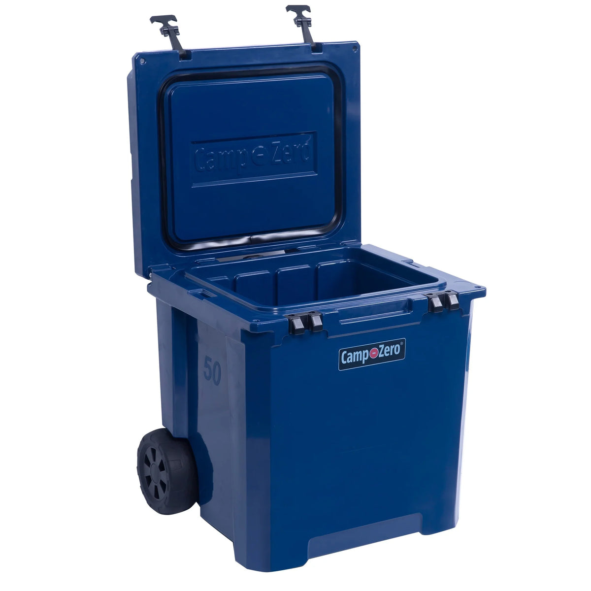 Camp-Zero 50 - 52 Qt. Premium Chest Cooler with Easy-Roll Wheels Navy Blue