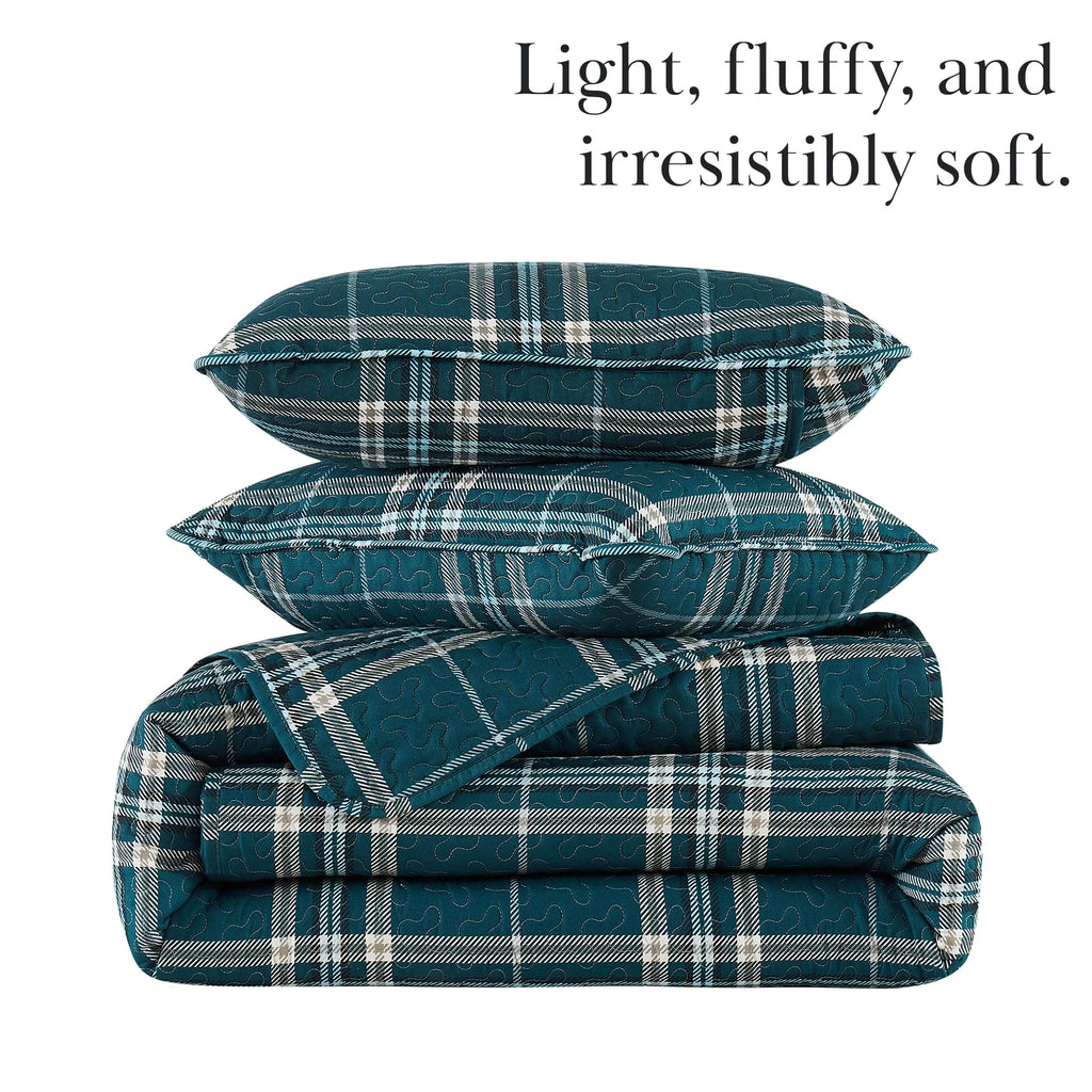 Southshore Fine LinensOversized 5-Piece Twin / Twin XL Quilt Bedding Set with two matching shams and three decorative throw pillows, oversized Paisley farmhouse bedspread Pure Melody Aqua
