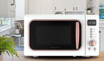Frigidaire 0.7 Cu. Ft. Retro Countertop Microwave Oven, Black and Gold
