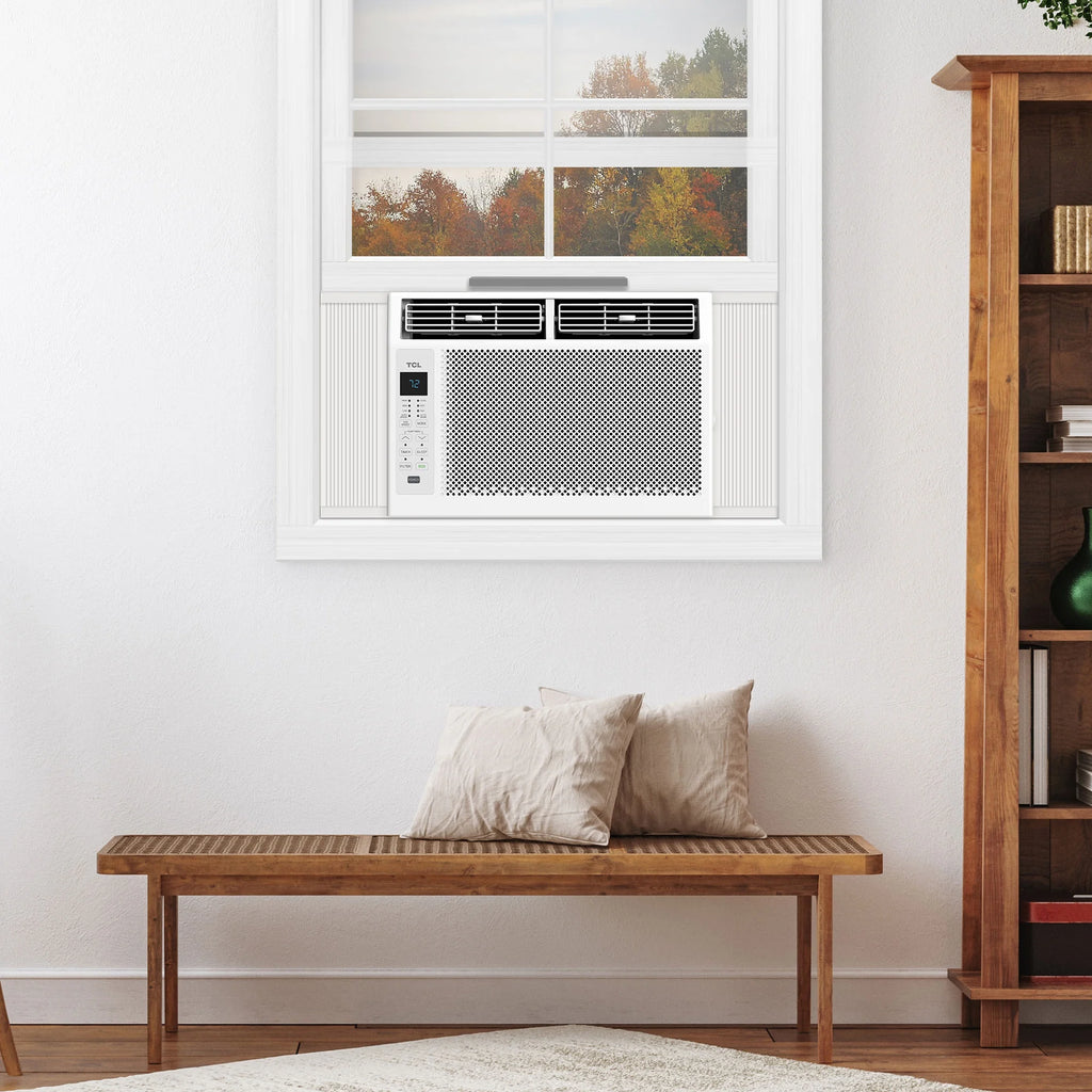 TCL 5,000 BTU Window Air Conditioner, Fan & Dehumidifier, 150 Sq. Ft., Remote Control, Easy-to-Use, Reusable Filter, Compact, Quiet, White, W5W3M