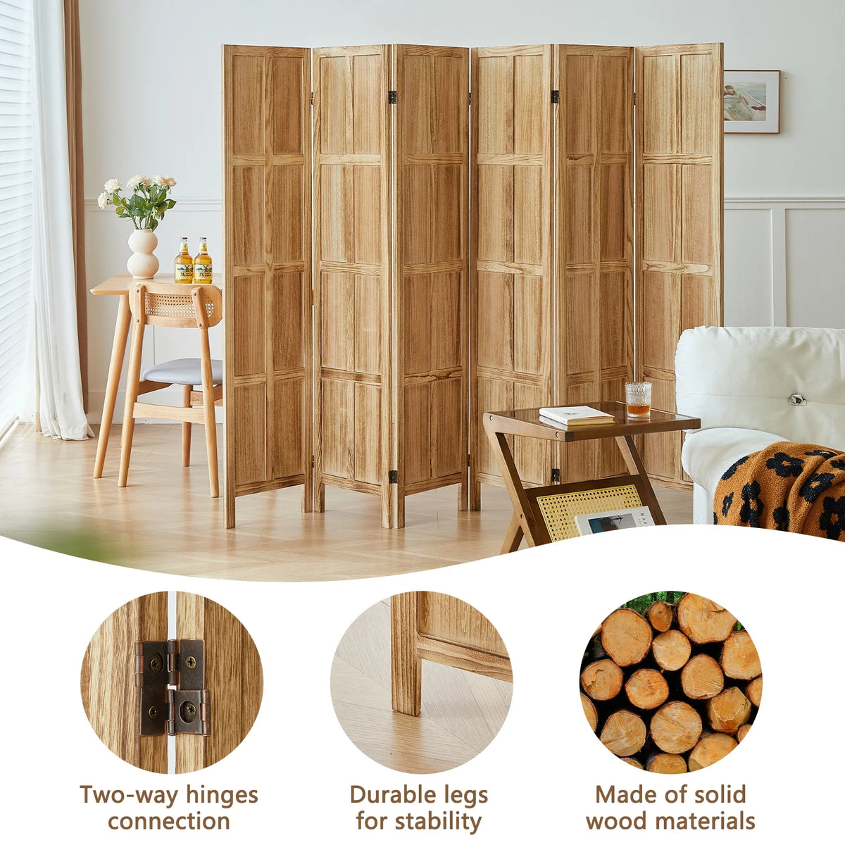 Aletheiawu 4 Panel Room Divider Wall and Folding Privacy Screens��No Installation Required��White