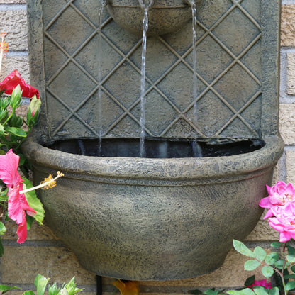 Sunnydaze Messina Polystone Outdoor Solar Wall Fountain, Bronze