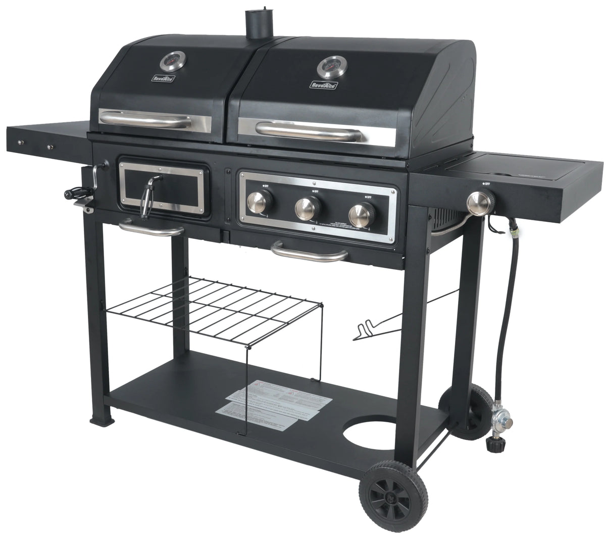 Dual Fuel Gas & Charcoal Combo Grill, Black with Stainless