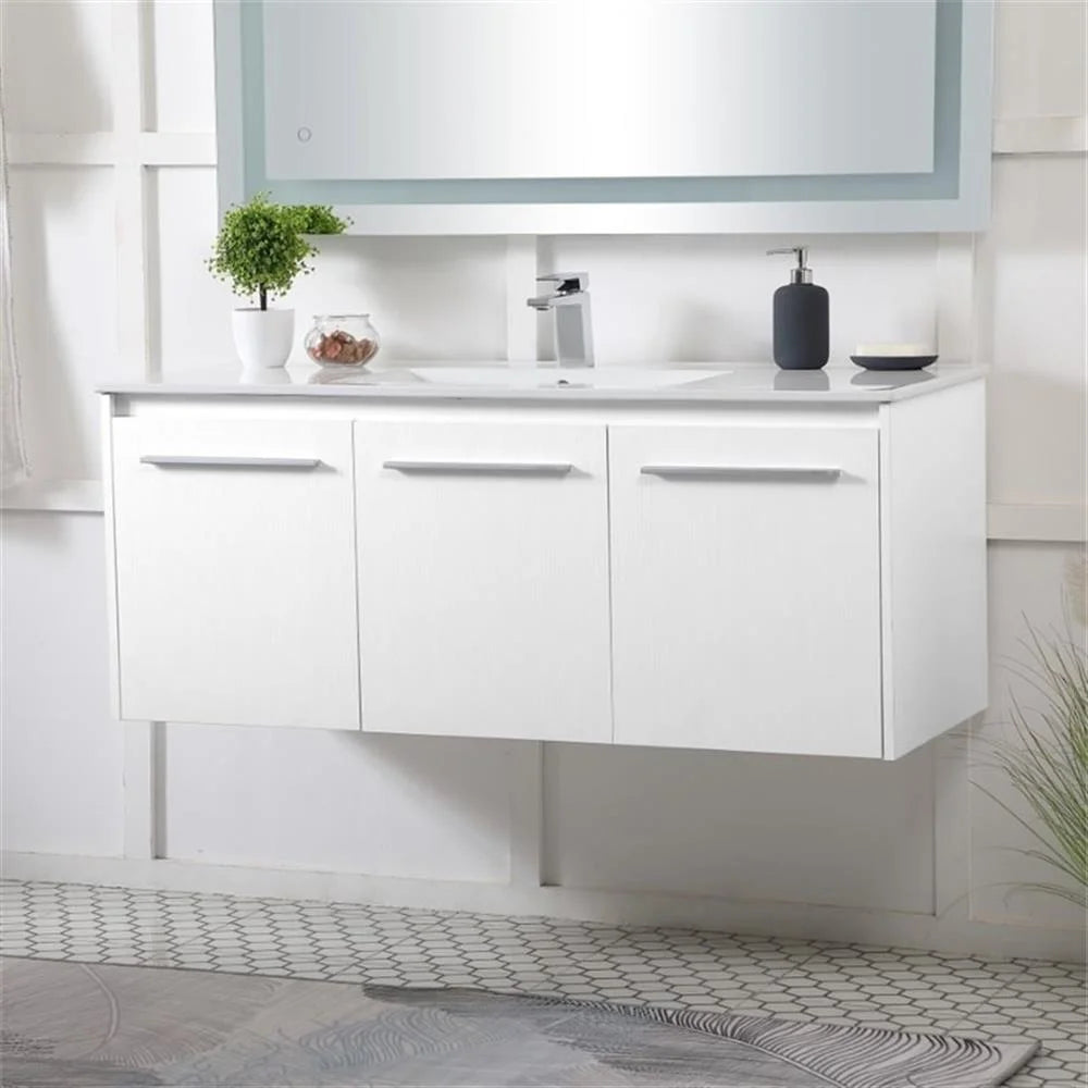 Elegant Kitchen and Bath 48 Inch  Single Bathroom Floating Vanity In Concrete Grey