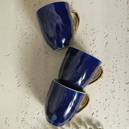 Stone Lain Florian Modern Porcelain Dish Set, 16-Piece Dishes for 4, Gold and Navy