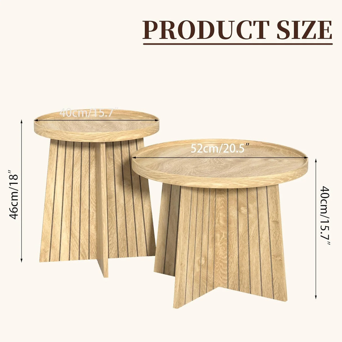 Round Coffee Table, Nesting Coffee Tables Set of 2, Circular Coffee Table