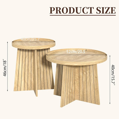Round Coffee Table, Nesting Coffee Tables Set of 2, Circular Coffee Table