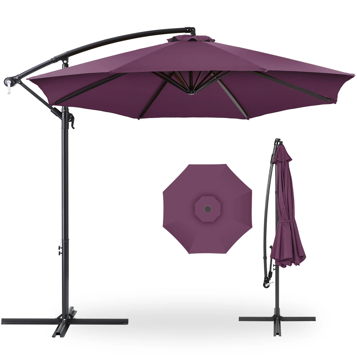Best Choice Products 10ft Offset Hanging Outdoor Market Patio Umbrella w/ Easy Tilt Adjustment - Tan