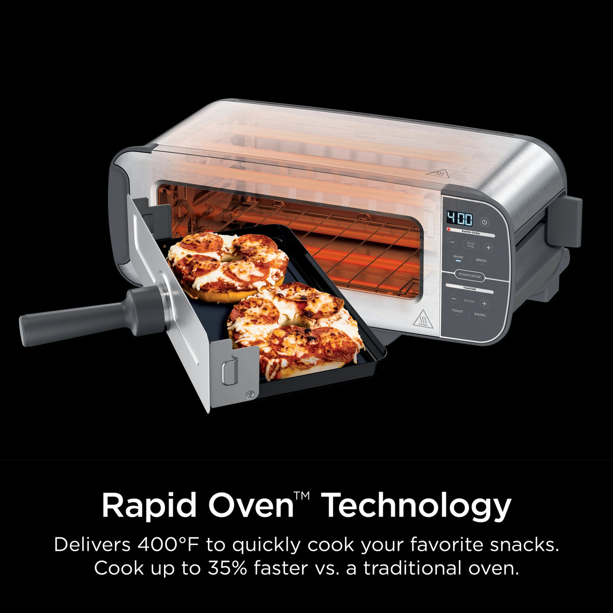 Ninja? Foodi? 2-in-1 Flip Toaster, 2-Slice Toaster, Compact Toaster Oven, Snack Maker, 1500 Watts, ST100