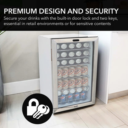 Whynter 3.3 Cubic Foot Beverage Center Fridge with Lock Stainless Steel