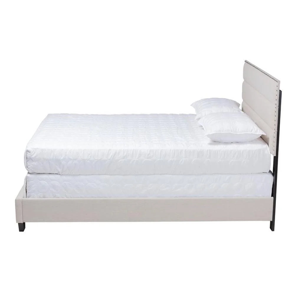 Bowery Hill Modern Fabric Upholstered Full Size Bed in Dark Gray