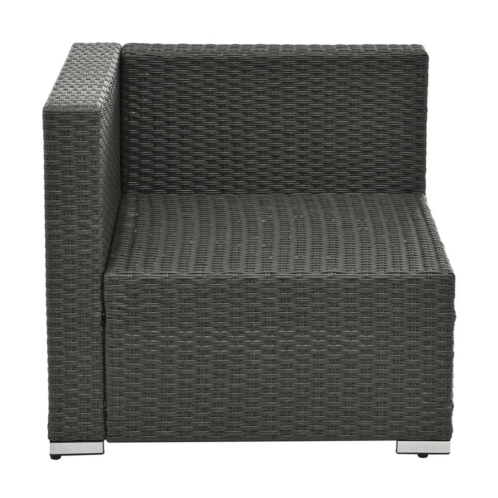 7 Pieces Outdoor Patio Furniture Set, Outdoor Sectional Rattan Sofa, PE Manual Weaving Wicker Patio Conversation Set with Cushion, Glass Table, Pillow, Dark Gray