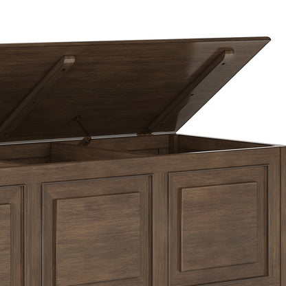 Simpli Home Connaught SOLID WOOD 51 inch Wide Traditional Storage Bench Trunk in Dark Chestnut Brown