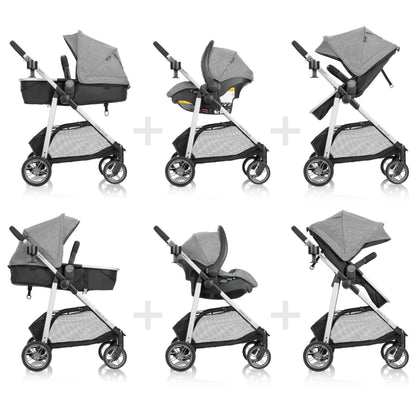 Evenflo Omni Plus Modular Travel System with LiteMax Sport Infant Car Seat, Mylar Gray, Unisex