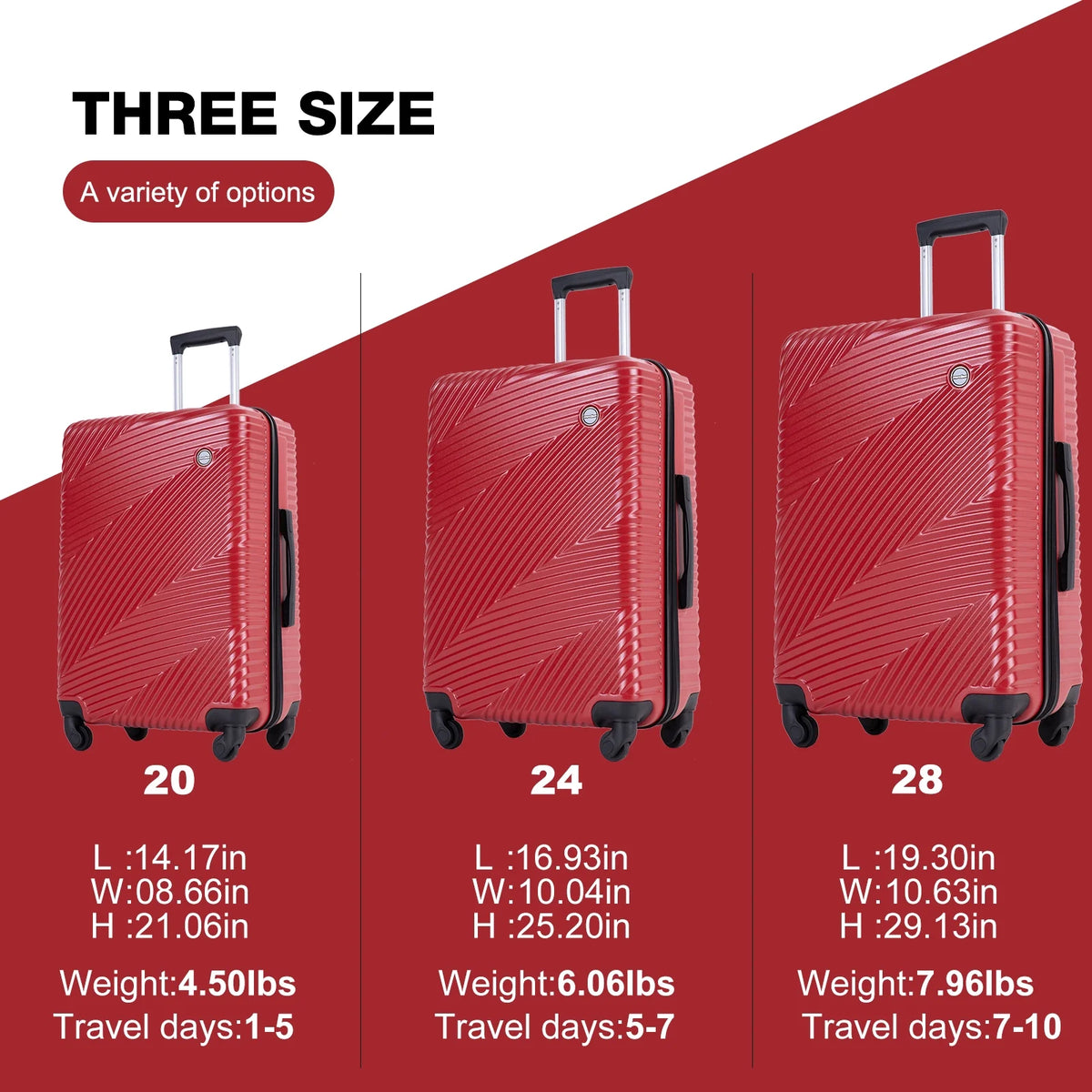 Tripcomp Luggage 3 Piece Set,Suitcase with Spinner Wheels Hardside Lightweight Luggage 20in24in28in.(Blue)