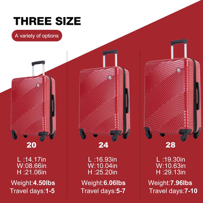 Tripcomp Luggage 3 Piece Set,Suitcase with Spinner Wheels Hardside Lightweight Luggage 20in24in28in.(Blue)