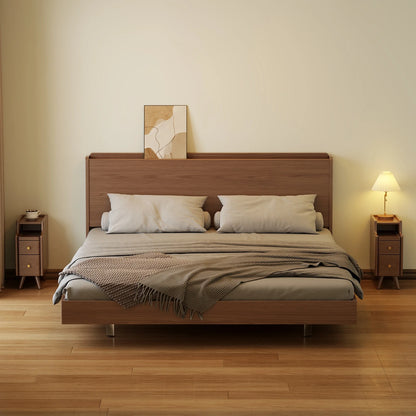 Small Nightstand,Solid Wood Nightstand with Drawers, Walnut Bedside Table for Bedroom