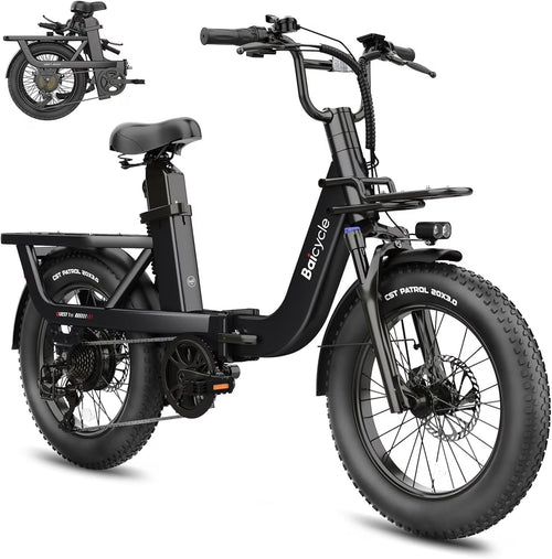 Electric Bike for Adults with 1500W Peak Motor,80Miles Max Range,7 Speed Gear,750WH Detachable Battery,Folding Ebike with 20'' Fat Tire，Full Suspension UL Certificated Bicycle
