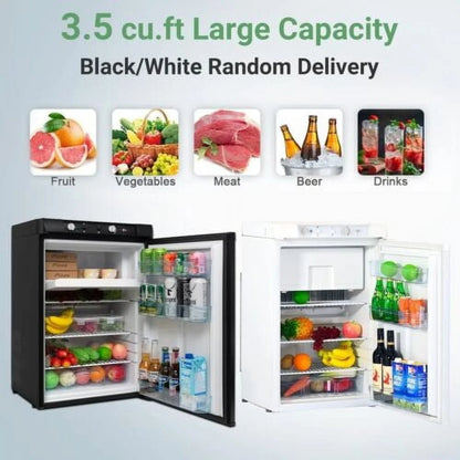 Smad Refrigerator with Freezer 3 Way Fridge Gas/12V/110V 3.5 Cu.ft Outdoor Caravan Off Grid Apartment
