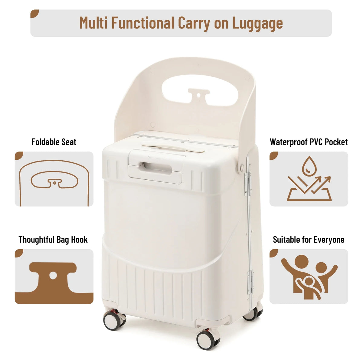 Fridtrip 20 Inch Carry On TSA Lock Luggage with for Kids& Adult,Lockable Spinner Wheels Free Luggage Cover and Safety Seatbelt Travel Suitcase