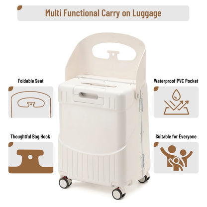 Fridtrip 20 Inch Carry On TSA Lock Luggage with for Kids& Adult,Lockable Spinner Wheels Free Luggage Cover and Safety Seatbelt Travel Suitcase