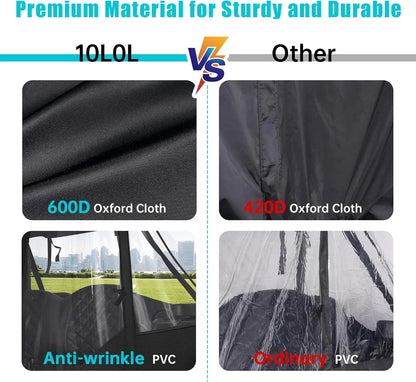10L0L 4 Passenger Golf Cart Enclosure for Club Car Precedent Extended Roof 94.5",600D Waterproof Rain Cover, Black Golf Cart Accessories